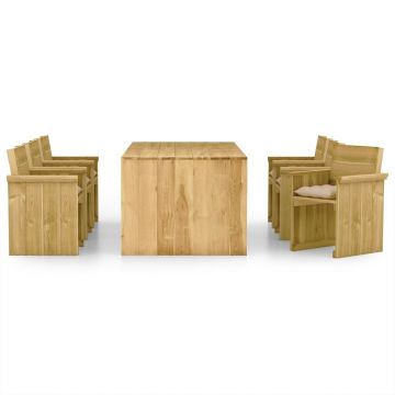 vidaXL Set mobilier de exterior, 7 piese, lemn de pin tratat