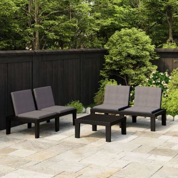 vidaXL Set mobilier de grădină cu perne, 3 piese, gri, plastic