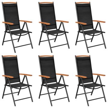 vidaXL Set mobilier pentru grădină, 7 piese, negru, aluminiu