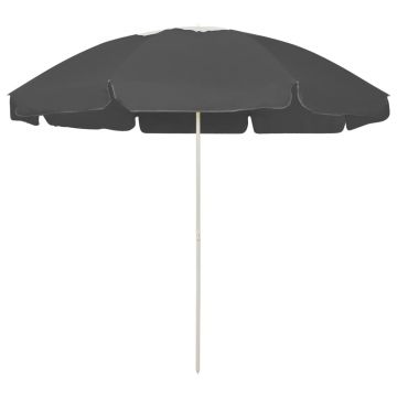 vidaXL Umbrelă de soare de plajă, antracit, 240 cm