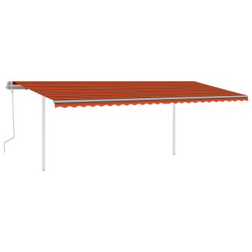 vidaXL Copertină retractabilă manual cu stâlpi portocaliu/maro 6x3 m