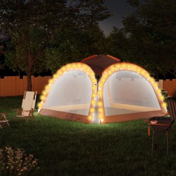 vidaXL Cort petrecere cu LED, 4 pereți, gri&portocaliu, 3,6x3,6x2,3 m