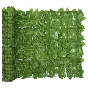 vidaXL Paravan de balcon, frunze verde închis, 300x100 cm