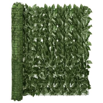 vidaXL Paravan de balcon, frunze verde închis, 300x100 cm