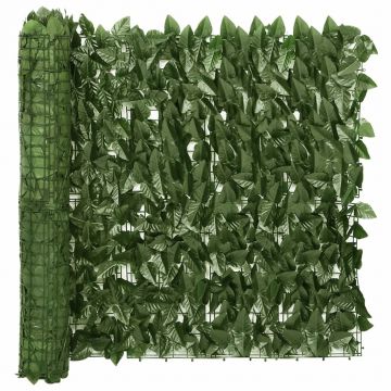 vidaXL Paravan de balcon, frunze verde închis, 300x75 cm