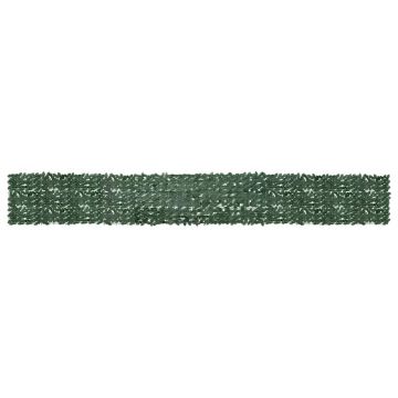 vidaXL Paravan de balcon, frunze verde închis, 600x75 cm