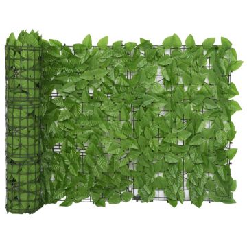 vidaXL Paravan de balcon, frunze verzi, 600x75 cm