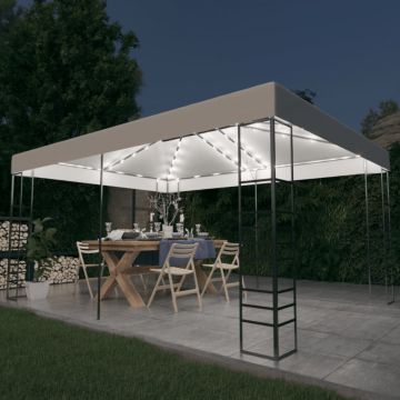 vidaXL Pavilion cu șir de lumini LED, alb, 4x3x2,7 m