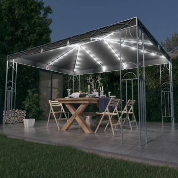 vidaXL Pavilion cu șir de lumini LED, antracit, 400x300 cm