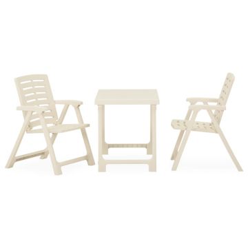 vidaXL Set mobilier de bistro pliabil, 3 piese, alb, plastic