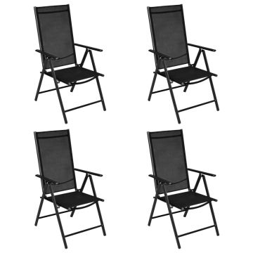 vidaXL Set mobilier de exterior, 5 piese, negru, aluminiu și textilenă
