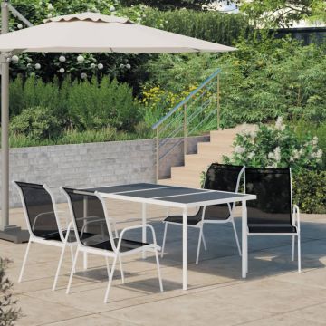 vidaXL Set mobilier de exterior, 5 piese, negru, oțel