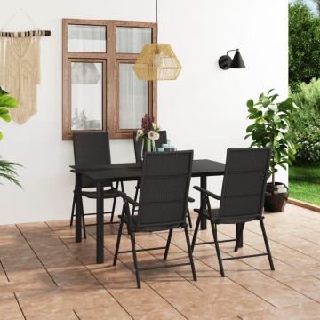 vidaXL Set mobilier de grădină, 5 piese, negru