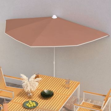 vidaXL Umbrelă de grădină cu stâlp, cărămiziu, 180x90 cm, semirotundă