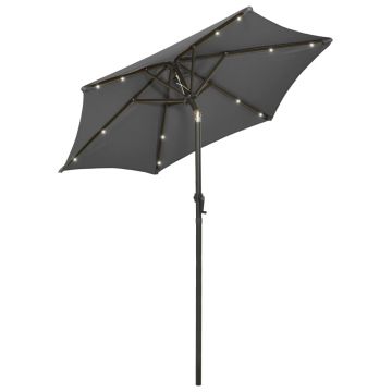 vidaXL Umbrelă de soare cu lumini LED, antracit, 200x211 cm, aluminiu