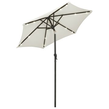 vidaXL Umbrelă de soare cu lumini LED, nisipiu, 200x211 cm, aluminiu