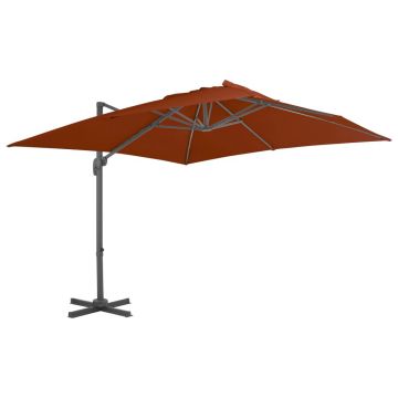 vidaXL Umbrelă în consolă cu stâlp din aluminiu, cărămiziu, 300x300 cm