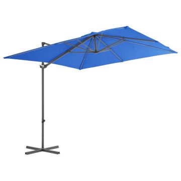 vidaXL Umbrelă în consolă stâlp din oțel, albastru azuriu, 250x250 cm