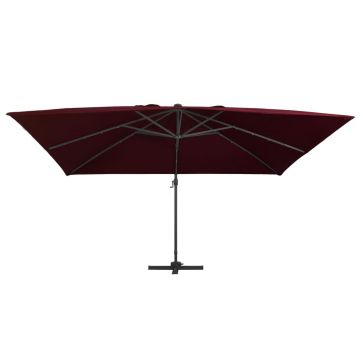 vidaXL Umbrelă suspendată cu LED-uri, roșu bordo, 400x300 cm