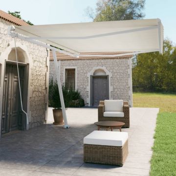 vidaXL Copertină retractabilă manual autonomă, crem, 500x350 cm