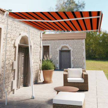 vidaXL Copertină retractabilă manual, portocaliu/maro, 300x250 cm