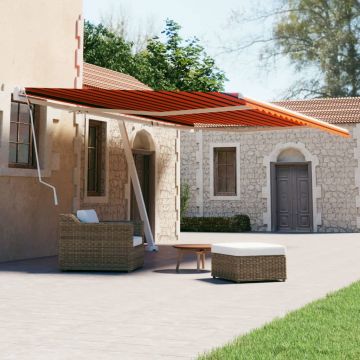 vidaXL Copertină retractabilă manual, portocaliu/maro, 600x300 cm