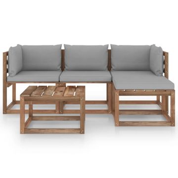 vidaXL Set mobilier de grădină cu perne gri, 5 piese