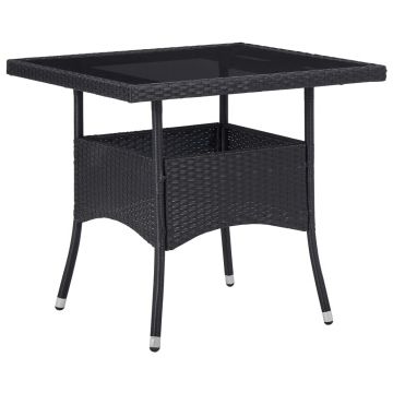 vidaXL Set mobilier grădină, 5 piese, negru, poliratan, lemn acacia