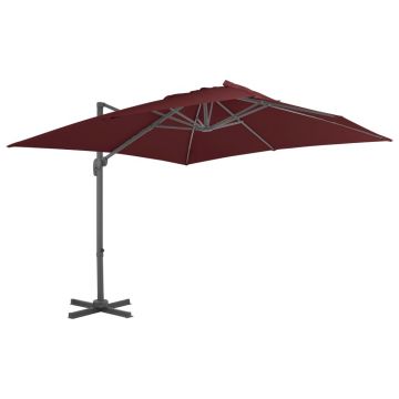 vidaXL Umbrelă în consolă cu stâlp de aluminiu, roșu bordo, 400x300 cm