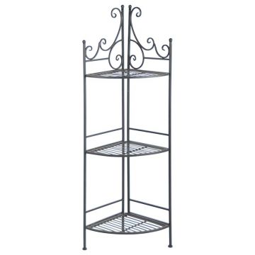 Etajera pliabila pentru ghivece gradina / terasa, din metal, Etager Large Corner Negru, L31,1xl30,7xH114 cm