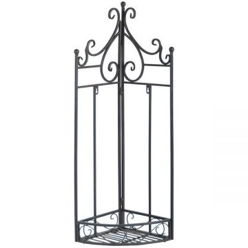 Etajera pliabila pentru ghivece gradina / terasa, din metal, Etager Tall Corner Negru, L23,3xl23,5xH79 cm