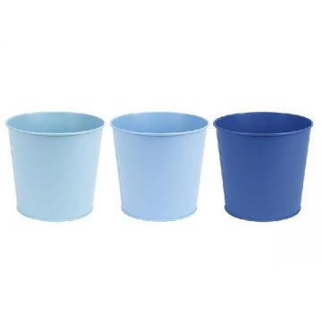 Ghiveci din metal Shades Albastru, Modele Asortate, 2,4L, Ø17xH15,4 cm