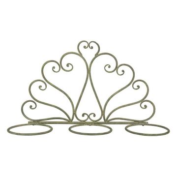 Suport de perete pentru 3 ghivece, din metal, Flower Verde Antichizat, L46,8xl15,2xH26,8 cm