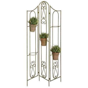 Suport pliabil pentru 5 ghivece, din metal, Flower Verde Antichizat, L85xl13xH149,5 cm Suport pliabil pentru 5 ghivece, din metal, Flower Verde Antichizat, L85xl13xH149,5 cm