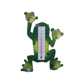 Termometru pentru exterior cu ventuze, din plastic, Frog Verde, L17,6xl3,5xH23,8 cm