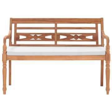 vidaXL Bancă Batavia cu perne, 120 cm, lemn de tec