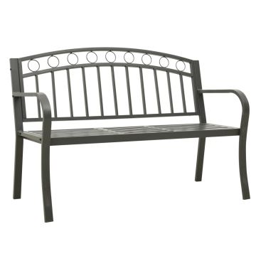 vidaXL Bancă de grădină cu masă, gri, 125 cm, oțel