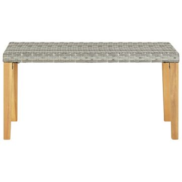 vidaXL Bancă de grădină, gri, 120 cm, poliratan și lemn de acacia