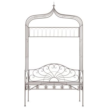 vidaXL Bancă de grădină, maro vintage, 122 cm, fier