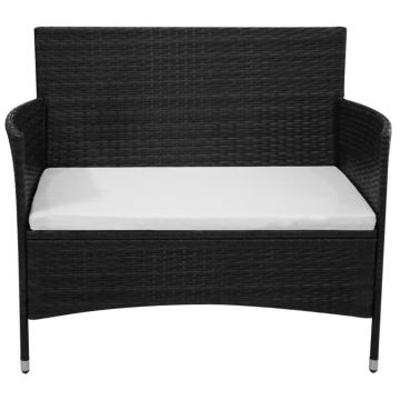 vidaXL Bancă de grădină, negru, 90 cm, poliratan