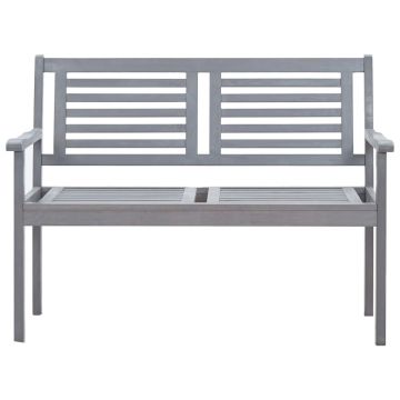 vidaXL Bancă grădină cu 2 locuri, 120 cm, gri, lemn masiv de eucalipt