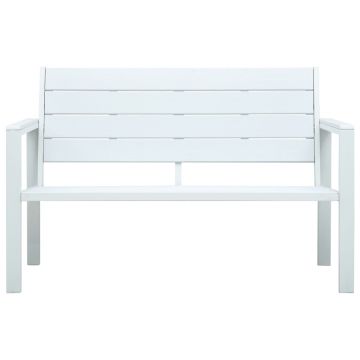 vidaXL Bancă de grădină, alb, 120 cm, aspect de lemn, HDPE