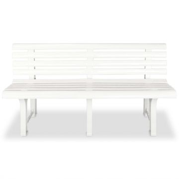 vidaXL Bancă de grădină, alb, 145,5 cm, plastic