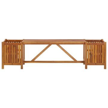 vidaXL Bancă de grădină cu 2 jardiniere, 150x30x40 cm, lemn de acacia