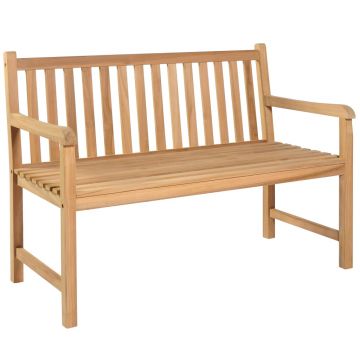 vidaXL Bancă de grădină, pernă model frunze, 120 cm, lemn masiv tec