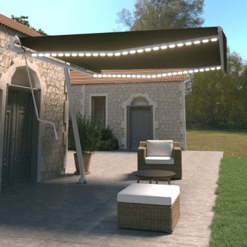 vidaXL Copertină automată cu senzor vânt & LED, antracit, 400x350 cm vidaXL Copertină automată cu senzor vânt & LED, antracit, 400x350 cm