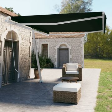 vidaXL Copertină autonomă retractabilă manual, antracit, 450x350 cm vidaXL Copertină autonomă retractabilă manual, antracit, 450x350 cm