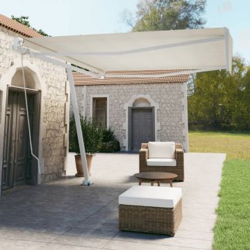 vidaXL Copertină autonomă retractabilă manual, crem, 400x350 cm vidaXL Copertină autonomă retractabilă manual, crem, 400x350 cm