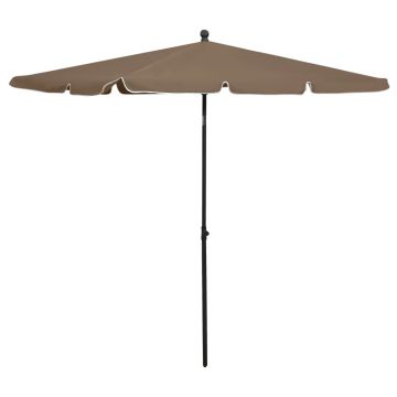 vidaXL Umbrelă de grădină cu stâlp, gri taupe, 210x140 cm