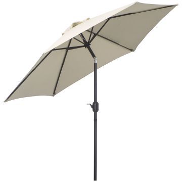 Outsunny Umbrelă de Grădină și Plajă Inclinabilă din Aluminiu și Poliester Alb Φ2.7×2.35m | Aosom Romania